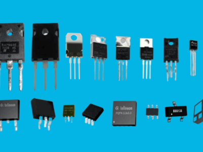 Ilustração de diversos mosfets um ao lado do outro