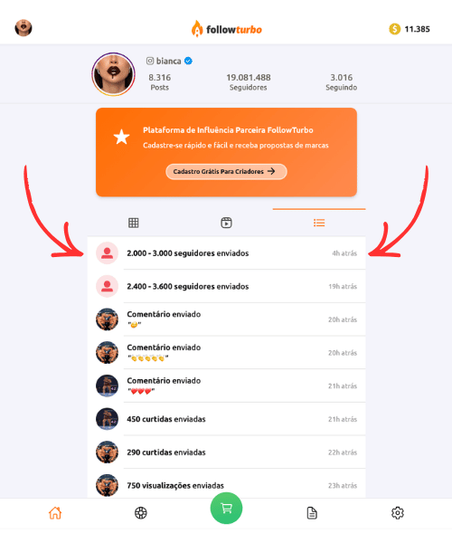 print painel followturbo com seguidores curtidas visualizacoes enviados em menos de 24h